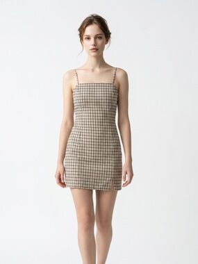 Defrost stretch plaid mini dress